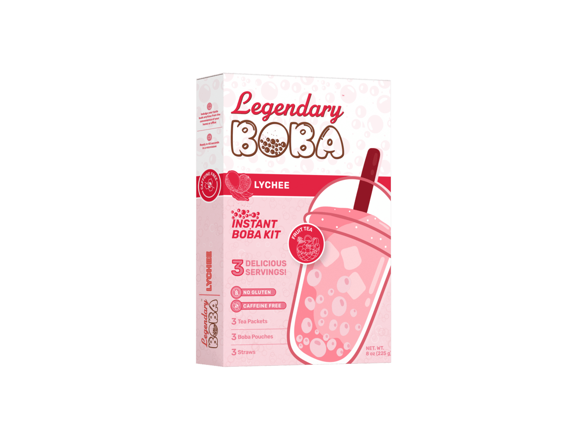 LegendaryBoba Instant Boba Fruit Tea Kit - Lychee (Caffeine Free)