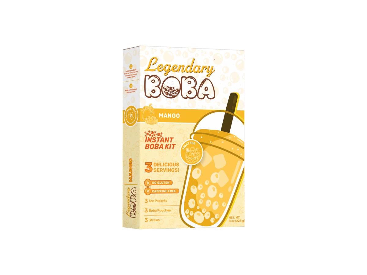 LegendaryBoba Instant Boba Fruit Tea Kit - Mango (Caffeine Free)