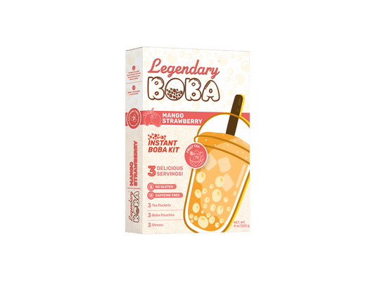 LegendaryBoba Instant Boba Fruit Tea Kit - Mango Strawberry (Caffeine Free)