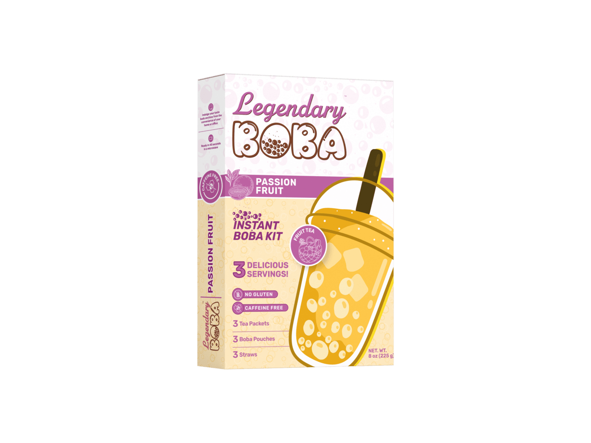 LegendaryBoba Instant Boba Fruit Tea Kit - Passion Fruit  (Caffeine Free)