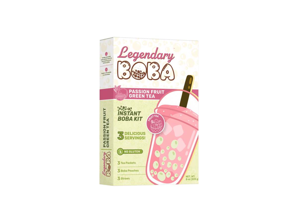 LegendaryBoba Instant Boba Fruit Tea Kit - Passion Fruit & Green Tea